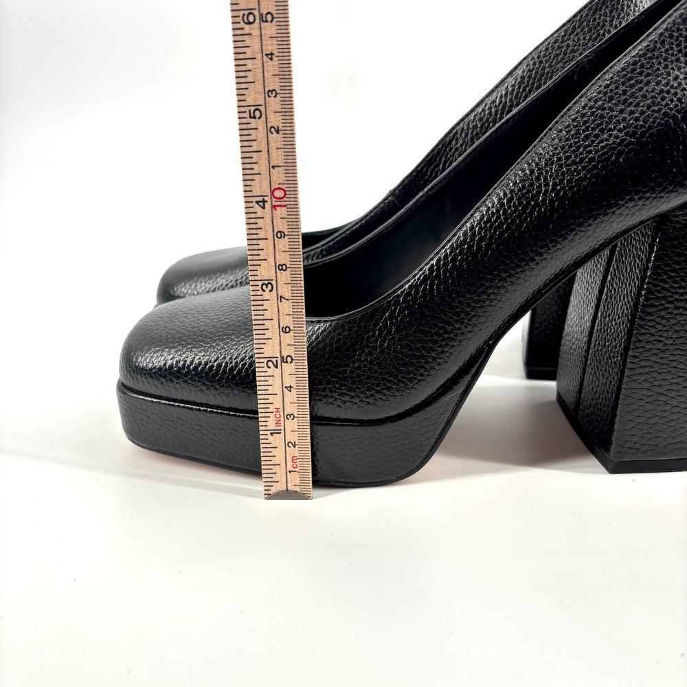 Katy‎ Perry Uplift Black Pebbled Square Toe Platform Block High Heel Pump 8.5M - Picture 10 of 10
